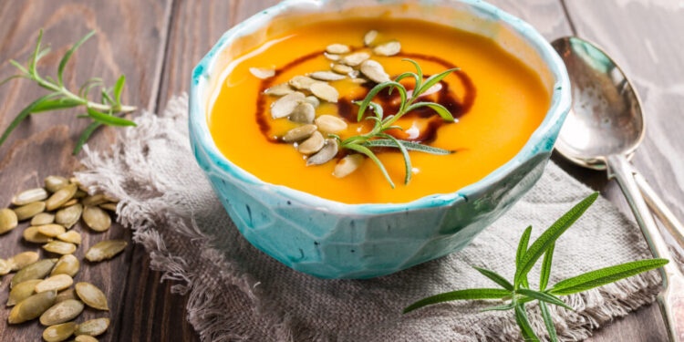 Eggplant, pumpkin and apple cream soup