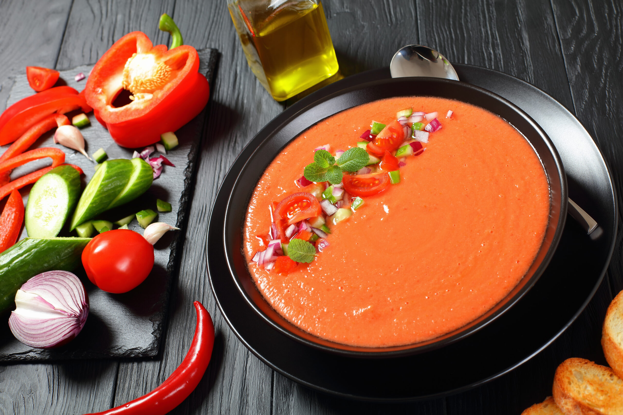 Gazpacho recipe, a typical Spanish cold soup, very refreshing and healthy