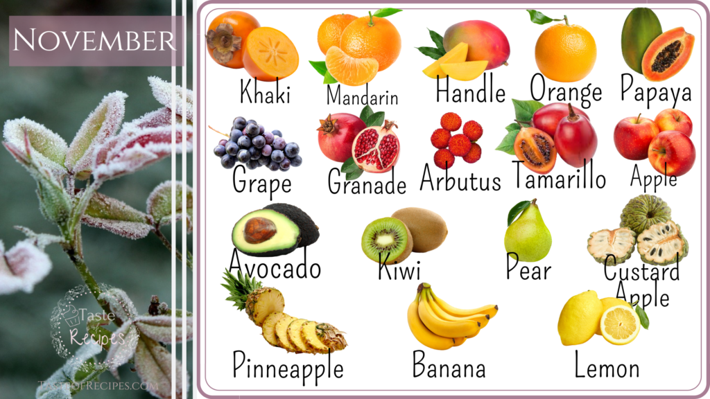 Seasonal Foods: Complete yearly calendar with the season of each food item