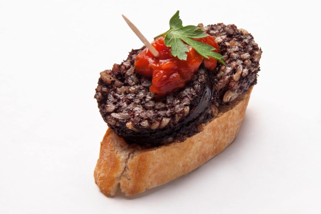 Black Pudding with Apple Canapes, a delicious combination for Christmas.